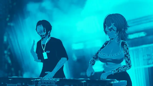 B2B W/ Fwbsoldier @ Neon Drift (Pic by @CloudDealer.bsky.social)